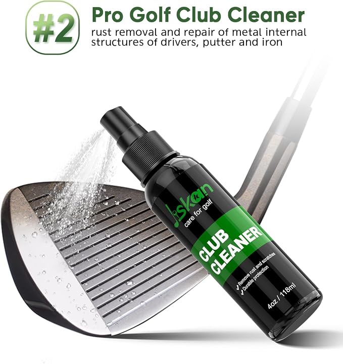 Jiskan Pro Golf Care Kit System Includes Golf Grip Cleaner Club Cleaner Club Polish Club Brush Golf Towel, Essentials Golf Accessories for Men Cool Golf Gifts for Men