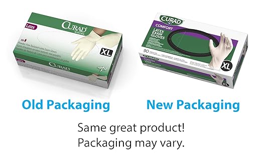 CURAD Comfort Disposable Medical Latex Gloves, Powder Free, Textured, X-Large, - For Superior Grip & Comfort in Medical Use, Pack of 10, 900 Count