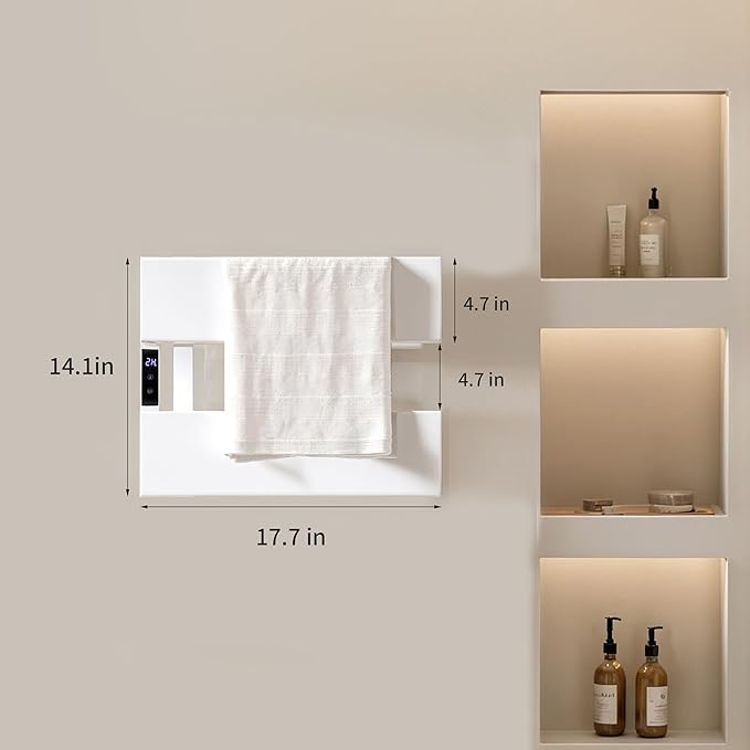 Electric Towel Warmer with Smart LED Timer, Modern [2/3/4] Bar Large Panel Heated Towel Rack, Wall-Mounted Plug-in/Hardwired 2-in-1, Rapid Warmth for Bathrooms, [Matte Black/Alpine White]