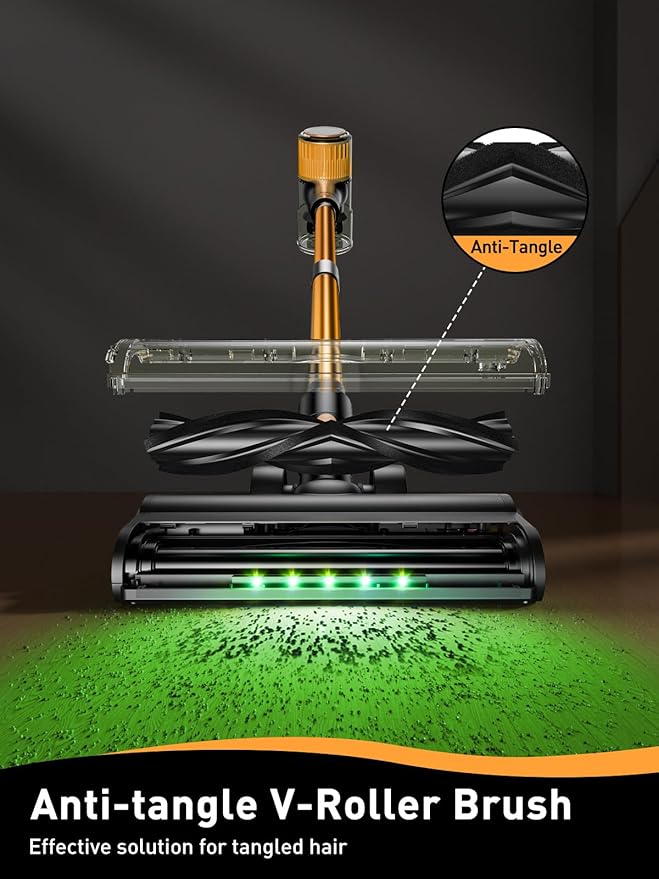 Cordless Vacuum Cleaner, 40Kpa 8 in 1 Powerful Suction Lightweight Stick Vacuum Cleaner for Home, LED Display, 3 Suction Modes, 45Mins Detachable Battery Vacuum for Hard Floor Carpet Pet Hairs