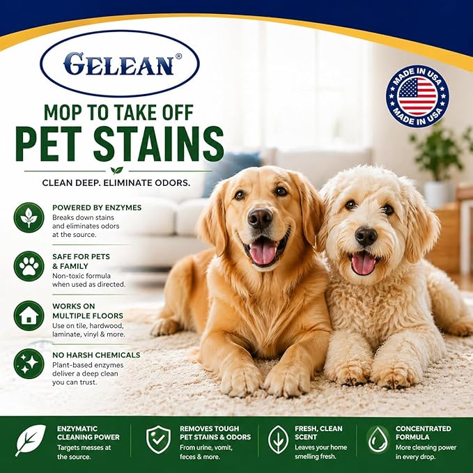 Strong Stain & Odor Eliminator - Cats & Dog Enzymatic Urine Destroyer -MADE IN USA- Fresh Scent Multi-Purpose Pet Stain Remover for Floors, Carpet, Bathrooms, Drains & Trash Deodorizer cleaner, 128oz