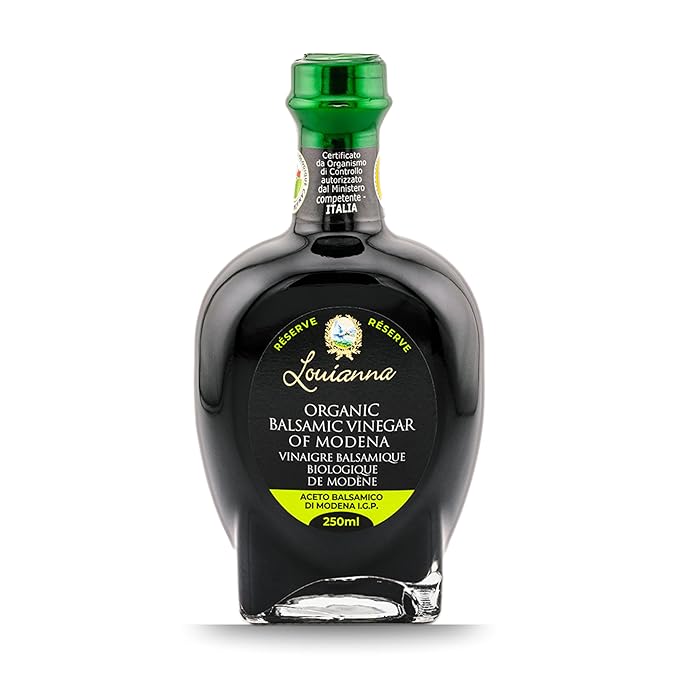 Louianna - Organic Balsamic Vinegar of Modena, High Polyphenol Aged Balsamic Vinegar, Aromatic Vinegar Made of Trebbiano Grapes, With Igp Recognition, 250 mL