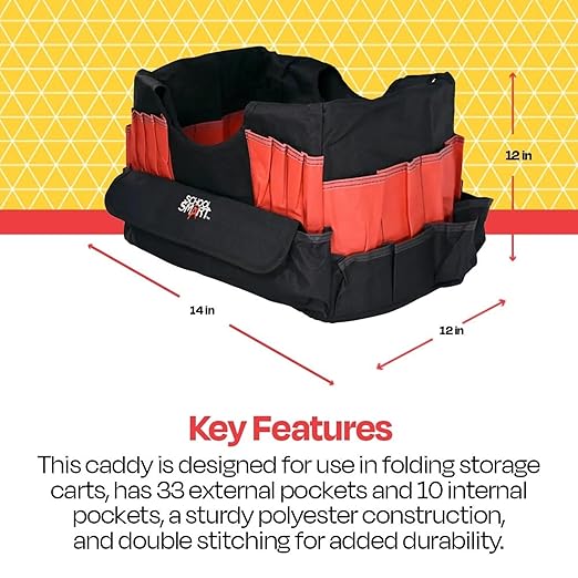 School Smart Small Caddy, White, 12 in H X 14 in W X 12 in L - 43 Pockets - 086293