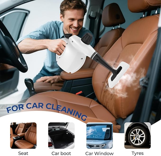 LABIGO Handheld Steam Cleaner, 13pcs Multi-Purpose Pressurized Natural Cleaning Steamer, Portable Steamer for Cleaning Home, Grout, Kitchen, Car, Window, Upholstery, Bathroom and Clothes