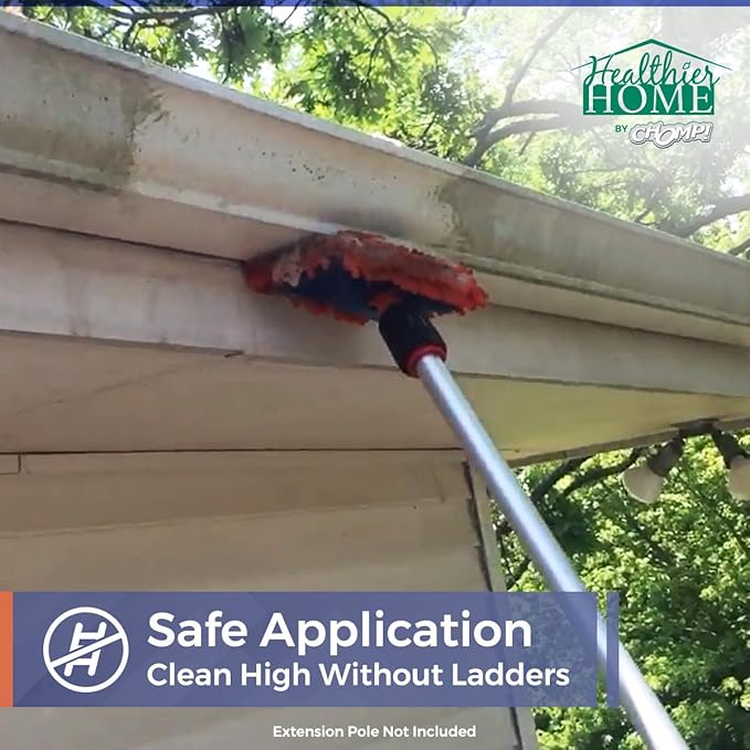 Chomp! Microfiber Gutter Cleaner Tool: Ultimate Gutter Cleaning Smop for All Types of Rain Gutters, Siding and Metal Trim - Instantly Clean Black Streaks, Mold, Mildew, Algae, Dirt and More
