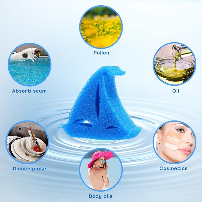 Patelai 40 Pcs Hot Tub Sponge Spa Cleaning Sponges for Hot Tub Oil Absorbing Cleaning Scum for Spa, Bathtub and Swimming Pool to Soak up Oils Bathtub Accessories(Boat Style)