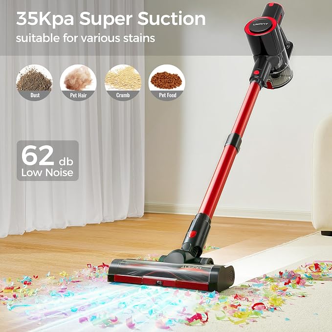 uwant Cordless Vacuum Cleaner 35Kpa Powerful Suction Wide Green Headlight Vacuum Cleaner for Home Pet Hair Anti-Tangle HEPA Lightweight Handheld Vacuum for Set of 1 Carpet Hard Floors
