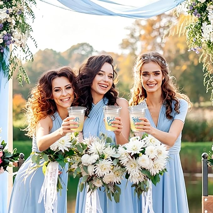 100Pcs Wedding Plastic Cups 12oz Something Blue Before I Do Disposable Clear Plastic Cups, Bridal Shower Theme Party Drinking Cup for Wedding Party Supplies