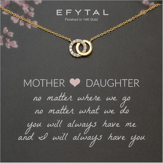 EFYTAL Mother Daughter Necklace, 925 Sterling Silver Mom Daughter Gifts, Mom Necklace for Women, Mother of the Bride Gifts