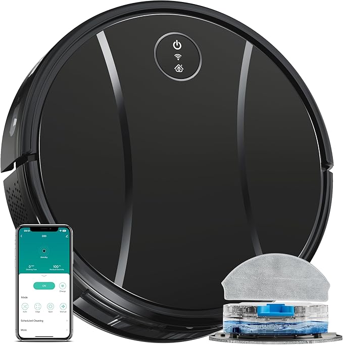 Tipdiy Robot Vacuum and Mop Combo,4200Pa Powerful Robotic Vacuum Cleaner with Self-Charging, Home Automatic Robot Aspiradora for Hard Floor, Low Carpet, Pet Hair, App&Voice&Remote Smart Control