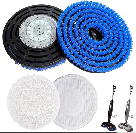 4 Pack Brush for Shark Steam Mop S7000 S7001 S7020 S7005 S8021 S8001 Replacement Brush Heads with Nylon Bristles and Scrub Pad Abrasive Polishing Pad (2 Blue+2 White)