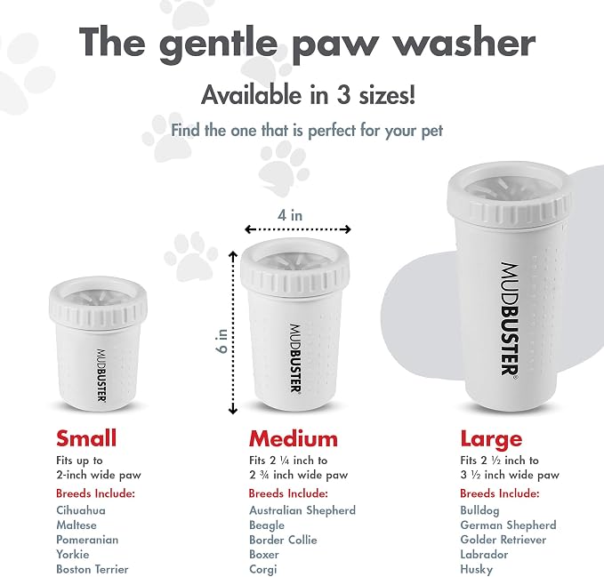 Dexas MudBuster Portable Dog Paw Cleaner, Medium, Bright White Special Edition, Premium Pet Supplies and Accessories
