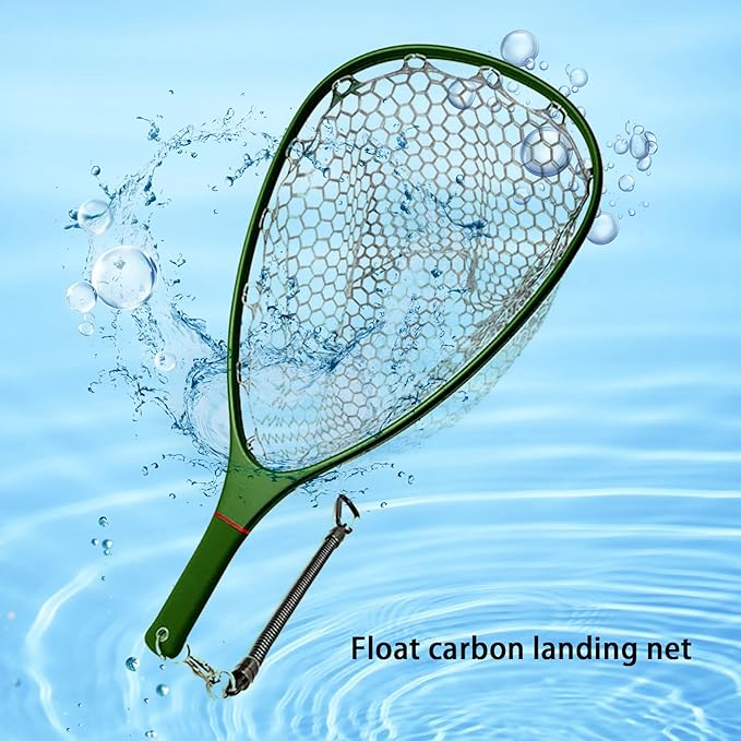 Aventik Fly Floating Fishing Net Carbon Fiber Landing Trout Net Light Weight Clear Rubber Ghost Net Catch & Release
