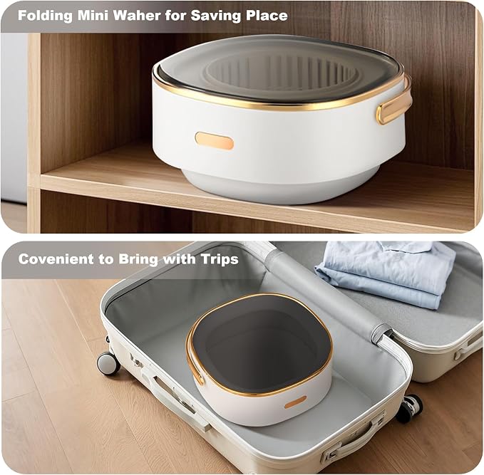Portable Washing Machine, 13L Mini Washing Machine With 3 Cleaning Modes for Baby Clothes Underwear Socks Small Washing Machine Folding Design for Apartments Camping Travel