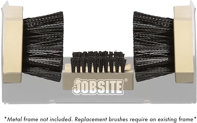 JobSite Replacement Brushes - 2 Side & 2 Bottom Boot Scraper Brushes - Compatible Original & Extra Wide Boot Scrubbers - 6 Pack