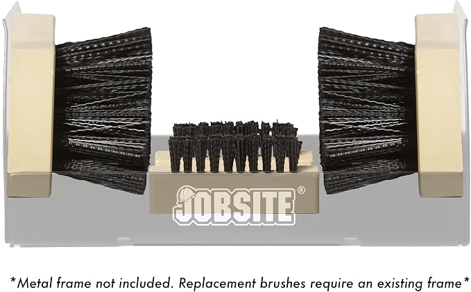 JobSite Replacement Brushes - 2 Side & 2 Bottom Boot Scraper Brushes - Compatible Original & Extra Wide Boot Scrubbers