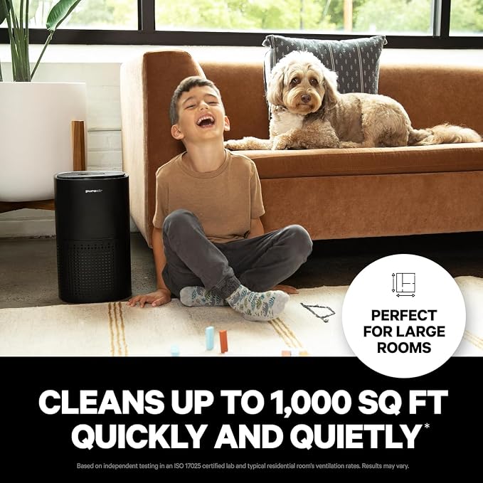 PuroAir 240 HEPA Air Purifiers for Home Pets Air Cleaner up to 1,000 Ft² - HEPA Filter + CarbonTech up to 500X Stronger - Cleans Air Fast - Auto, Sleep Modes Air Purifiers for Bedroom, Office, Dorm