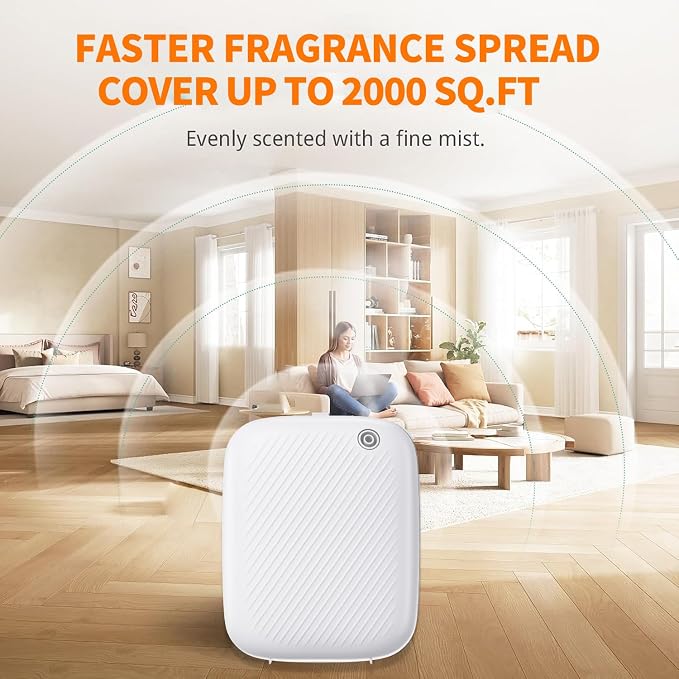 Smart Waterless Essential Oil Diffuser, 400ML Diffuser with 100ML Fragrance Scent Oils for Scent Air Machine with 12A1V Power Adapter for Large Room and Commercial Use, Cover Up to 2000 Sq.Ft