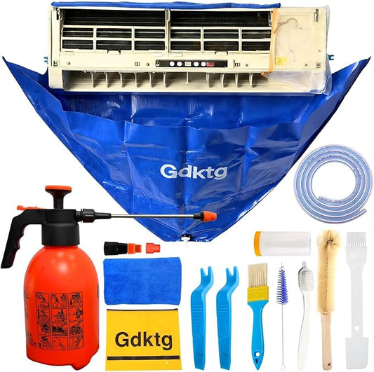 Mini Split Cleaning Kit Bag, Waterproof Ac Cleaning Kit with 2L Pressure Sprayer, Reusable Air Conditioner Cleaning Kit, Minisplit Cleaning Kit for HVAC, Small (for Systems 27in - 37in)