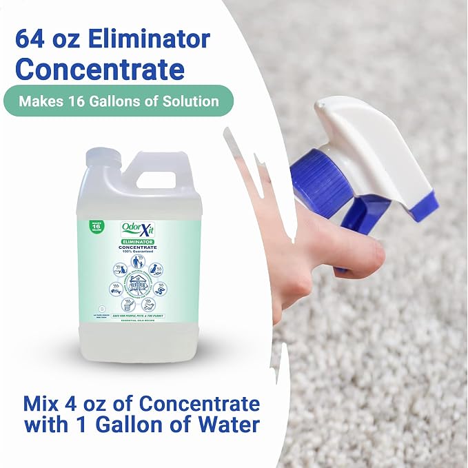 Concentrated Pet Urine Odor Eliminator, Ideal for Cat, Dog Poo and Urine Smell, Versatile & Natural Odor Neutralizer for Home and Outdoor Use, Deodorizer & Absorber, Concentrate, 64oz