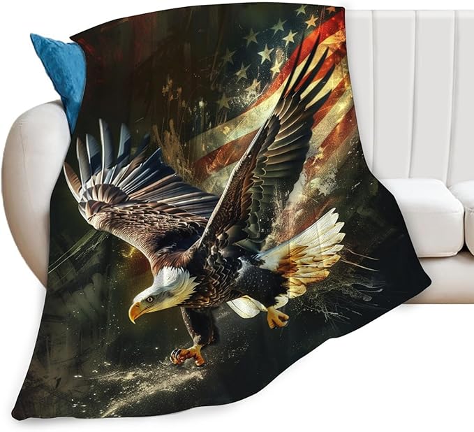 Tijuboni American Eagle Throw Blanket Eagle Gifts for Girls Boys Women Men Kids Adults Soft Flannel Fleece Blanket for Couch Sofa Bed Home Decor 50"x60"