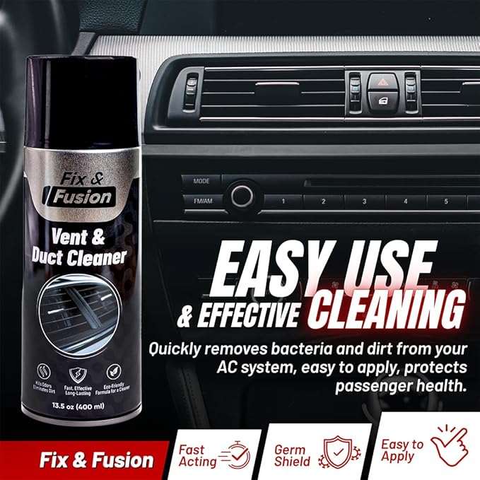 FIX & FUSION A/C Vent and Duct Cleaner (13.5 oz)| Foaming Spray for Car Air Conditioner | Freshens & Cleans Dust Build-Up | Fast, No-Rinse Formula | Automotive HVAC Refresher & Detailer (2 Pack)