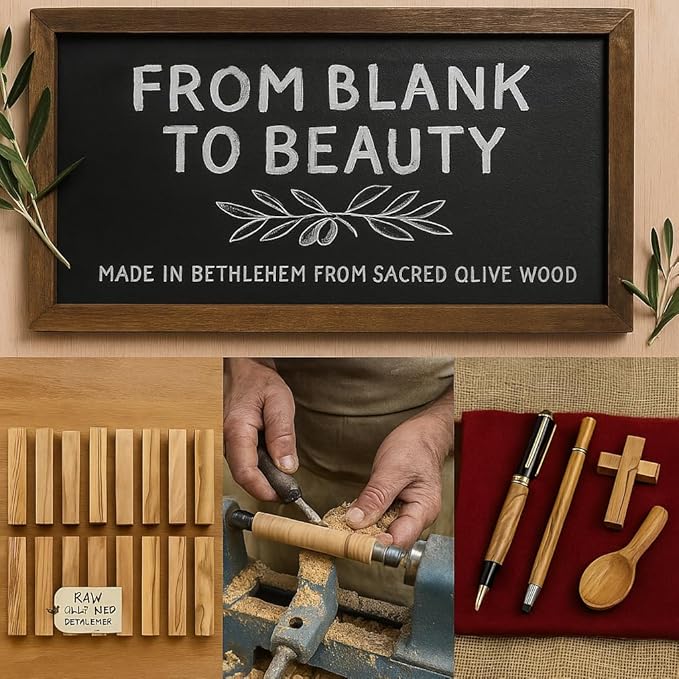 Zuluf 10 Authentic Bethlehem Olive Wood Pen Blanks with Certificates - BLANK104, Exotic Holy Land Wood Turning Blanks, 0.75" x 0.75" x 5" - Ideal for Pen Making, Woodturning, & Carving Projects