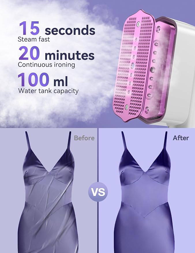 Sundu Steamer for Clothes,1200W Portable Travel Steamer&Iron 180ml Pearl | Compact 15s heat-up, 180ml tank, 35min powerful steam, 4 Modes , includes gloves,Quick wrinkle removal for travel & home.