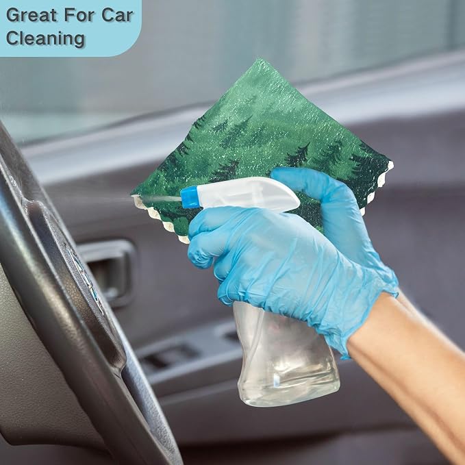 Mountain Forest Trees Green 02 Kitchen Towels Dish Cloths Set of 6 Microfiber Cleaning Cloths for Cars Super Absorbent Machine