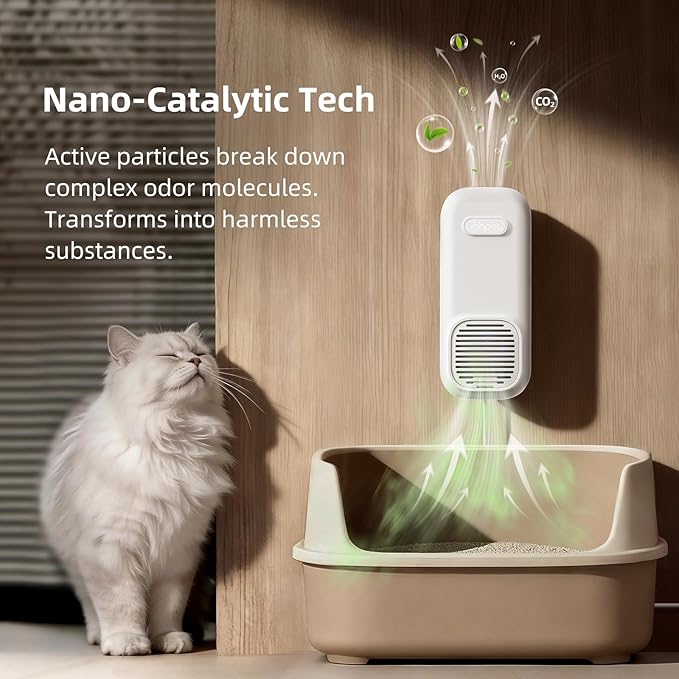 uahpet Cat Litter Deodorizer, No Ozone Air Purifier Plug in, Nano-Tech Cat Odor Eliminator for Litter Box, Filterless Odor Remover with 5ft Cord, Safe & Quiet Air Freshener for Pet Homes