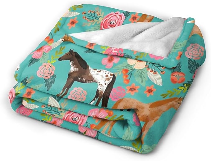 Tijuboni Horse Throw Blanket Horse Gifts for Girls Boys Women Men Kids Adults Soft Flannel Fleece Blanket for Couch Sofa Bed Home Decor 60"x80"