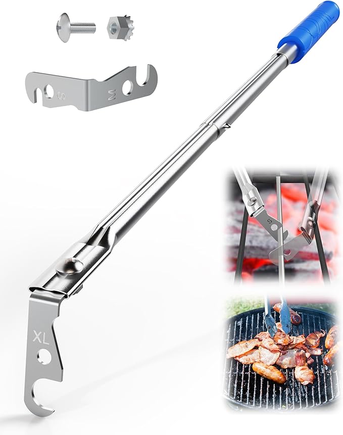 Premium Grill Cleaning Tool - 19.5 Inch Grill Grate Scraper for Outdoor Grills with Round Grates - Outdoor Scraping BBQ Tool Bristle Free, Safe and Cleaning the Top and Bottom of Grates
