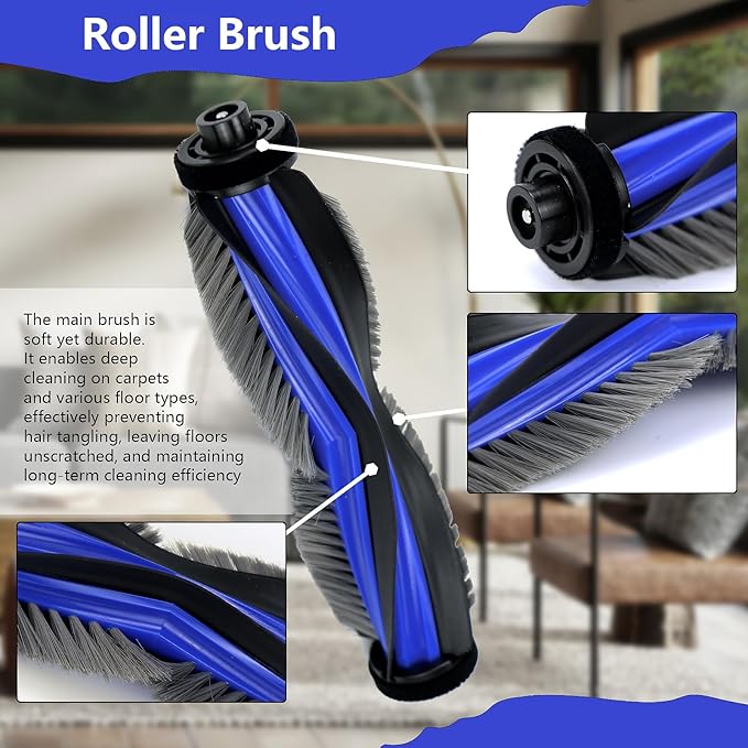 Replacement Parts Accessories Compatible with ECOVACS DEEBOT X9 PRO Omni/ X9 PRO Robot Vacuum (2 Roller Brushes + 6 Mopping Cloths + 6 Filters + 6 Side Brushes + 6 Dust Bags) (X9 PRO Omni/X9 PRO kits)