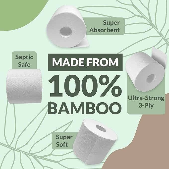 Reli. Bamboo Toilet Paper (24 Jumbo Rolls) | 3 Ply Toilet Paper (350 Sheets/Roll) Bathroom Tissue | Organic Bath Tissue | Bamboo Chemical Free Toilet Tissue Rolls (8400 Sheets Total)