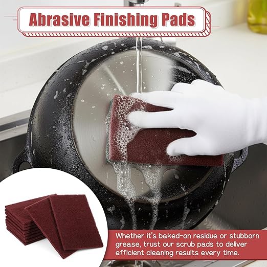 SHENLIU 20Pcs 7447 General Purpose Scrub Pad, 6" X 9" Professional Red Abrasive Finishing Scrub Pad for Paint Prep Scuffing Scouring Sanding Adhesion Scratch