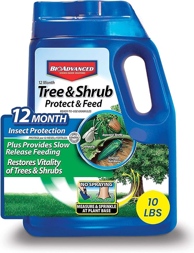 NATRIA Armyworm Pheromone Trap, Ready-to-Use, (1-Pack) with BioAdvanced 12 Month Tree and Shrub Protect and Feed for Insects, Granules, 10 lb