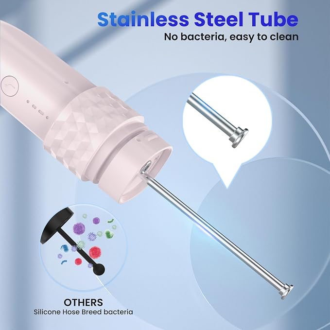 Electric Toothbrush with Water flosser, 2 in 1 Teeth Cleaning Kit, Toothbrush and Water flosser Combo, Travel Toothbrush with Water Bottle(Pink)