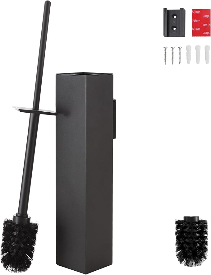 Matte BlackToilet Brush with Holder,Durable Cleaning Toilet Bowl Brushes with Holders