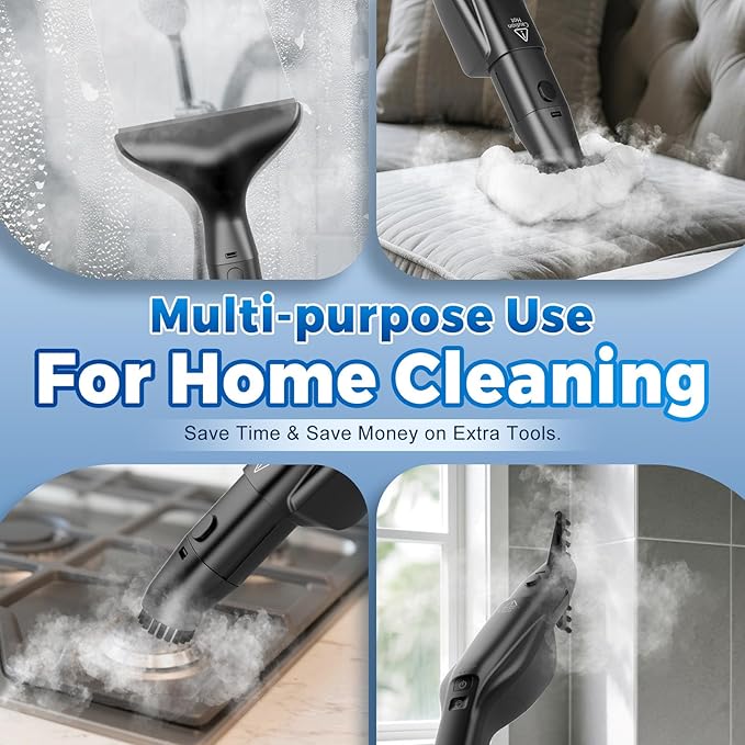 Fast Heating & Heavy Duty Detachable Steam Mop Cleaner with 17 Accessories, Dual-Speed Control 260°F High-Temperature Floor Steam Mop, Power Steady Steam Cleaner for All Floors|Windows|Tile|Grout|Home