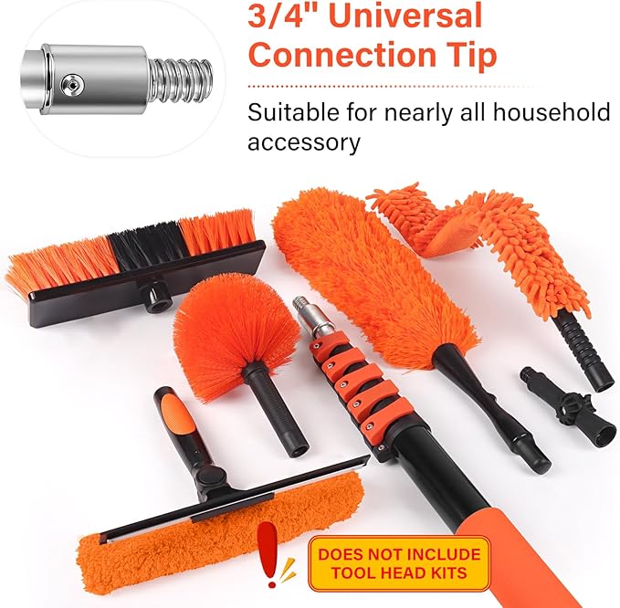 5-24FT Telescoping Extension Pole,Reach 30FT Extension Pole for Cleaning,Multi Purpose Telescopic Pole with 3/4'' Universal Threaded,Lightweight Professional Telescopic Pole for Outdoor Indoor Use