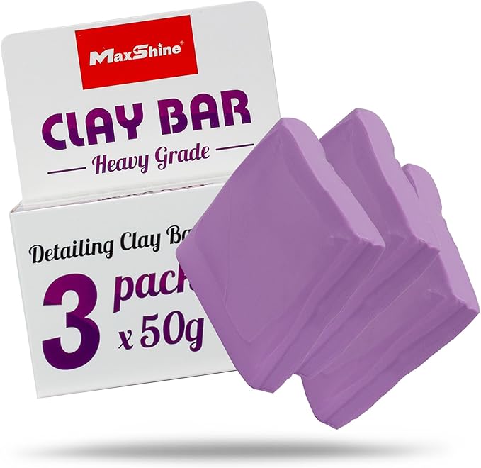 MaxShine Clay Bar & Lube Kit – 3-Pack Heavy Grade Magic Clay Bars (150g) + 16oz Clay Lube Spray – Removes Surface Contaminants & Protects Paint, Glass, Plastic, Metal – Car Detailing Clay System
