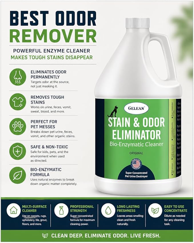 Strong Stain & Odor Eliminator - Cats & Dog Enzymatic Urine Destroyer -MADE IN USA- Fresh Scent Multi-Purpose Pet Stain Remover for Floors, Carpet, Bathrooms, Drains & Trash Deodorizer cleaner, 128oz