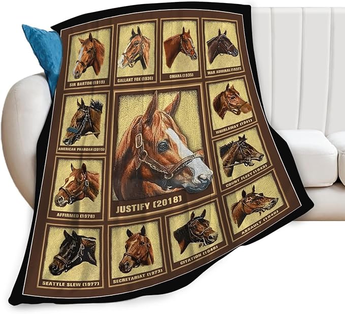 Tijuboni Racing Horses Throw Blanket Horse Gifts for Girls Boys Women Men Kids Adults Soft Flannel Fleece Blanket for Couch Sofa Bed Home Decor 60"x80"