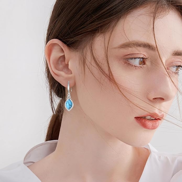PELOVNY Celtic Knot Filigree Earrings for Women 925 Sterling Silver Moss Agate/Birthstone Infinity Earrings Birthday Christmas Jewelry Gifts for Mom Daughter Wife Sister
