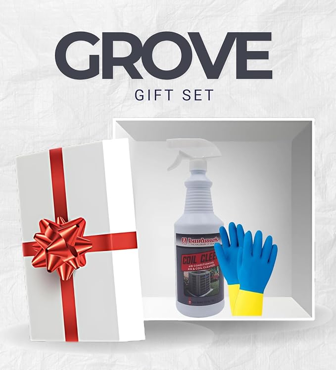 Lundmark Coil Cleen Air Conditioner Fin Cleaner 32 oz Bundle with Cleaning Gloves – Removes Dirt, Improves Cooling Efficiency, Easy Spray Application – Gift Set (2 Items)