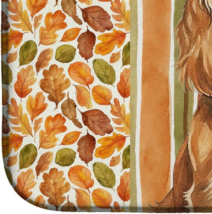 Caroline's Treasures Sussex Spaniel Heirloom Fall Dish Drying Mat Absorbent Dish Drying Mat Pad for Kitchen Counter Dish Drainer Mat for Countertop, 14 x 21", Multicolor