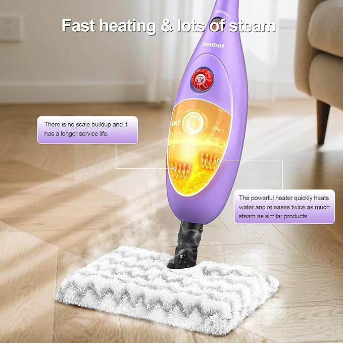 Steam Mop Cleaner with Detachable Handheld Steamer, 13.5 oz Tank, 20FT Cord, Fast Heat-Up, 10-in-1 Multi-Surface Cleaning for Floors, Tiles & Grout