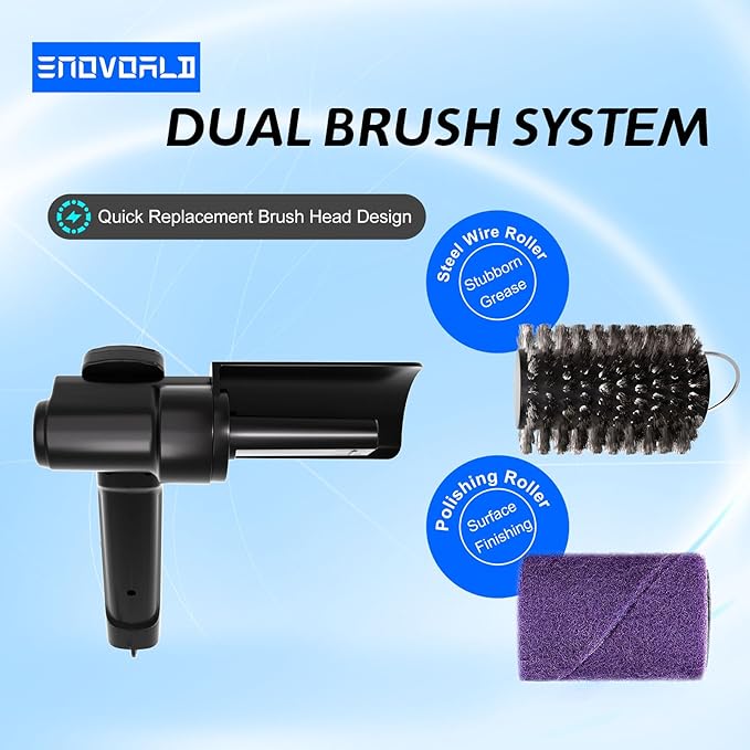 Electric BBQ Grill Brush - 2600mAh Rechargeable Cleaning Brush IPX7 Waterproof with Three-Speed Adjustment(Max 400RPM), 180° Adjustable Head for Grill Grates & Kitchen Surfaces