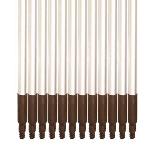 SPARTA Aluminum Broom and Mop Handle Replacement with Acme Threaded Tip for Environments with Harsh Cleaning Agents, Aluminum, 61 Inches, Brown, (Pack of 12)