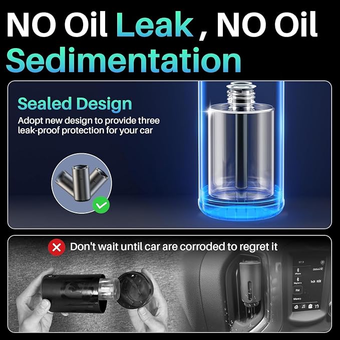 Smart Car Air Fresheners, Car Air Freshener Diffuser with 100 ML (3.5oz) Essential Oil, Aromatizante Para Carro Natural Fragrance Lasts for 6 Months, Five Modes, RGB Music Syncing Light, Auto On/Off